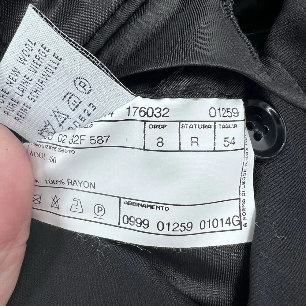 Pal Zileri Black 100% Wool Double Breasted Sport Coat Suit Blazer Mens 54 R - Picture 12 of 13